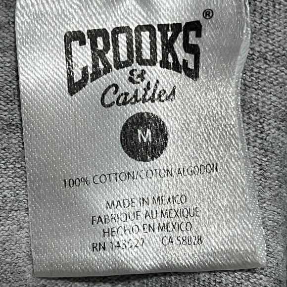 Crooks & Castles Graphic Tee - Medium - Gray Streetwear Logo Shirt - Picture 3 of 8